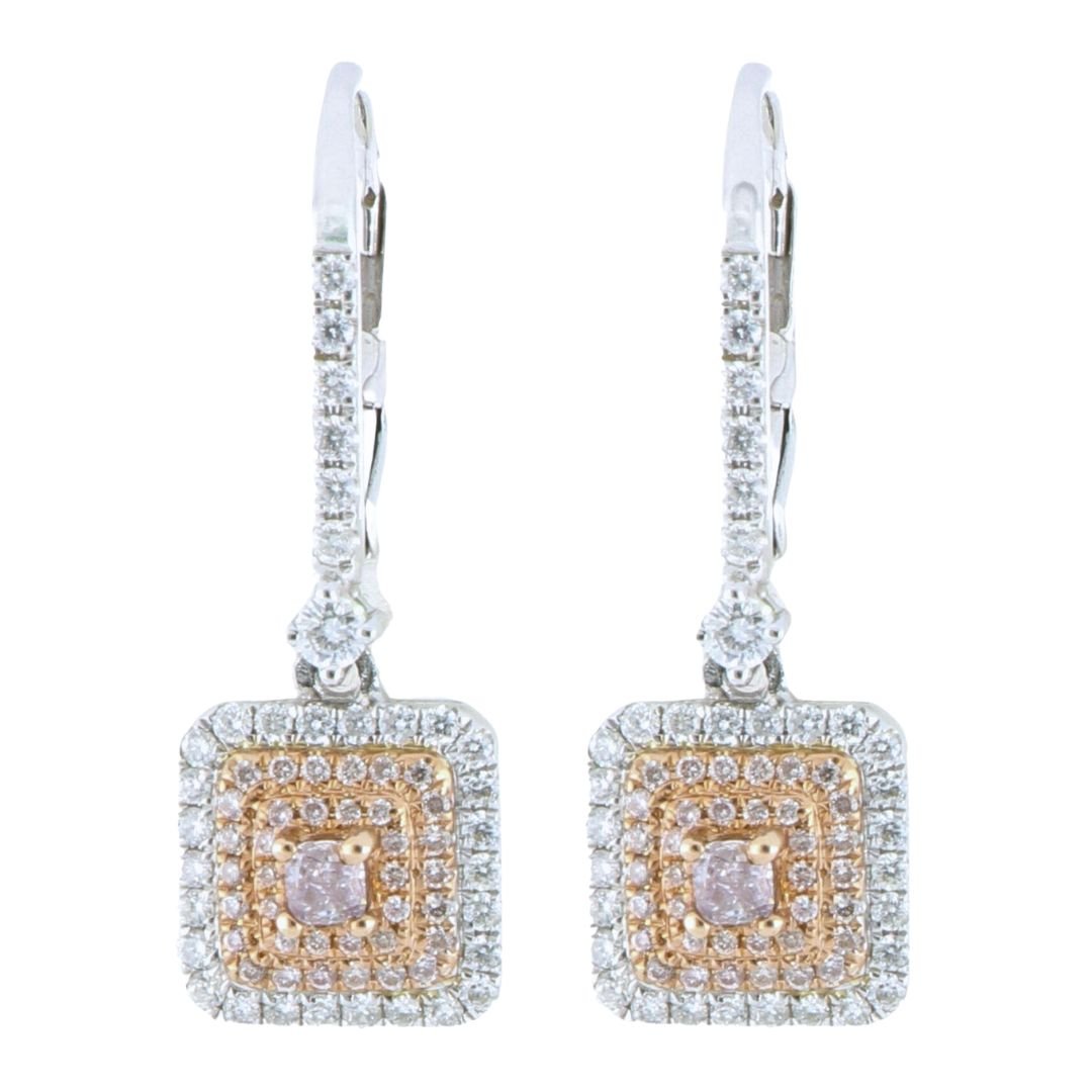 Pink Diamond Earrings (Pink Diamond 0.34 cts. White Diamond 0.43 cts.) Not Net