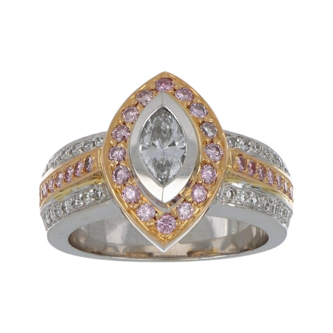 Pink Diamond Ring (White Diamond 0.45 cts. Pink Diamond 0.51 cts. White Diamond 0.22 cts.) Not Net