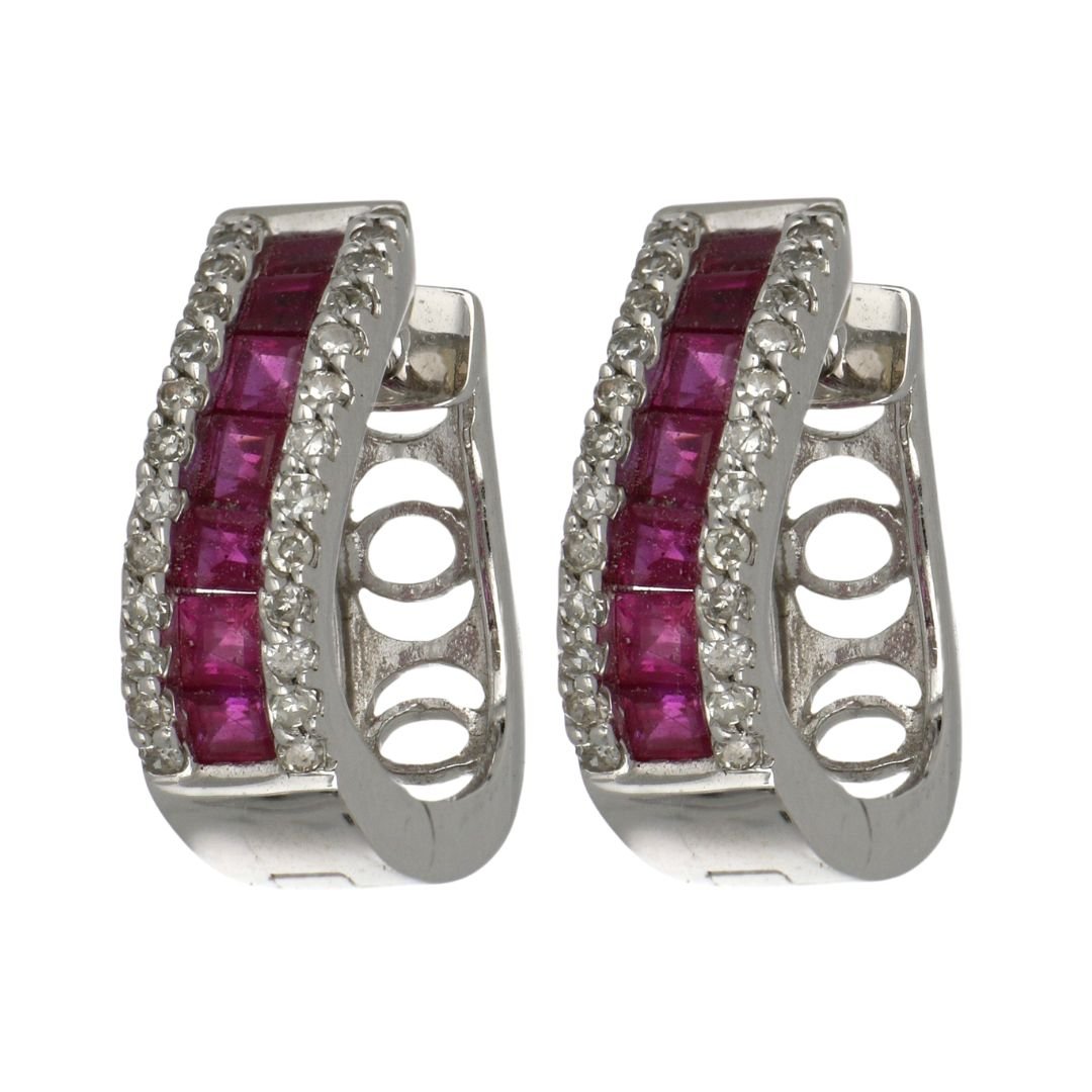 Ruby Earrings (Ruby 1.5 cts. White Diamond 0.31 cts.) Not Net