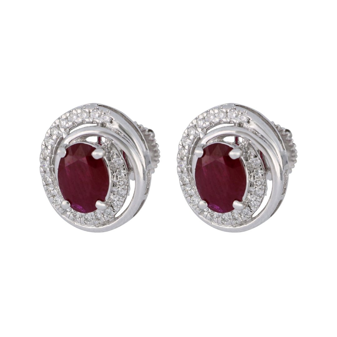 Ruby Earrings (Ruby 2.24 cts. White Diamond 0.38 cts.) Not Net