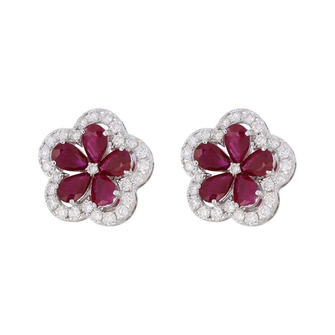 Ruby Earrings (Ruby 2.32 cts. White Diamond 0.57 cts.) Not Net