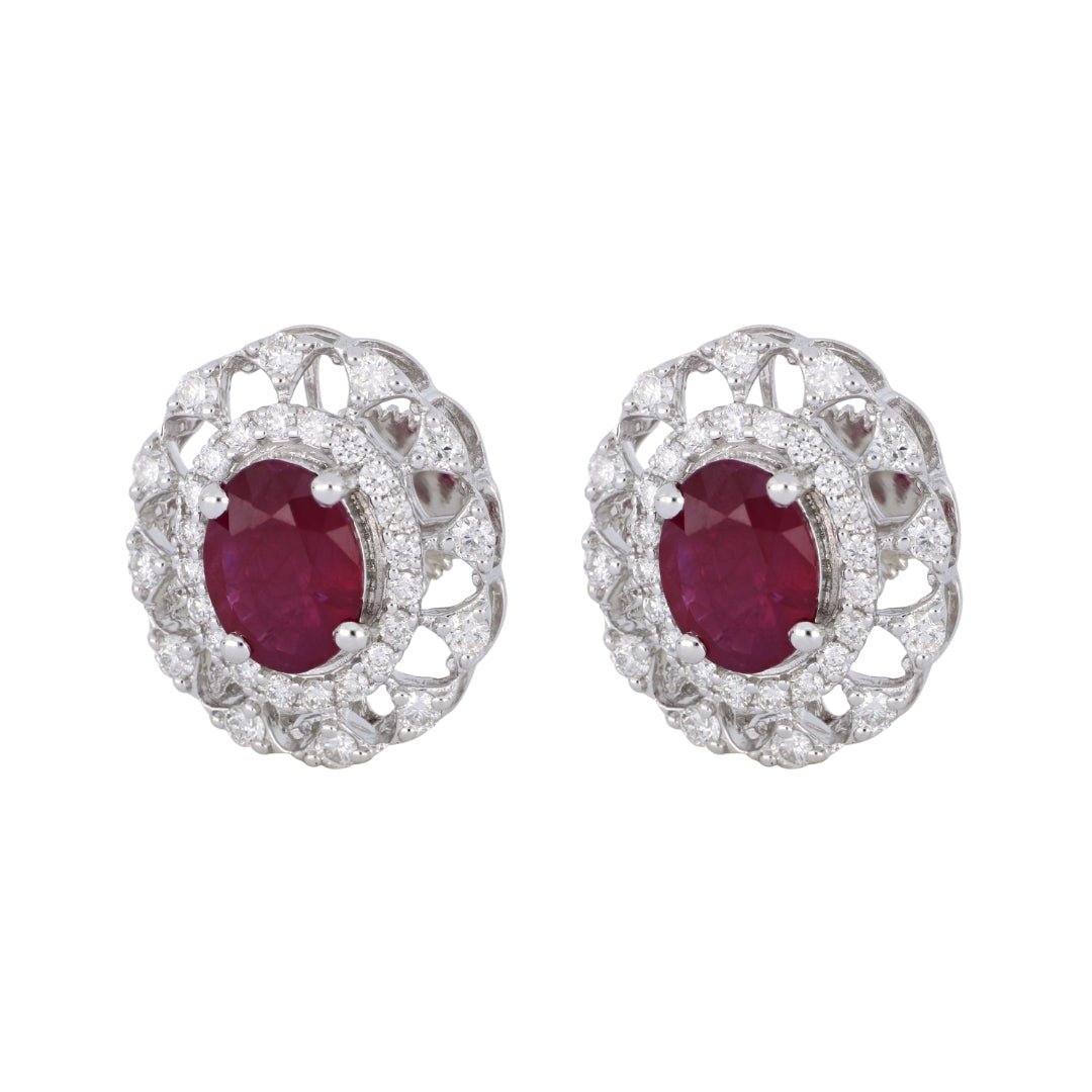 Ruby Earrings (Ruby 2.38 cts. White Diamond 0.84 cts.) Not Net