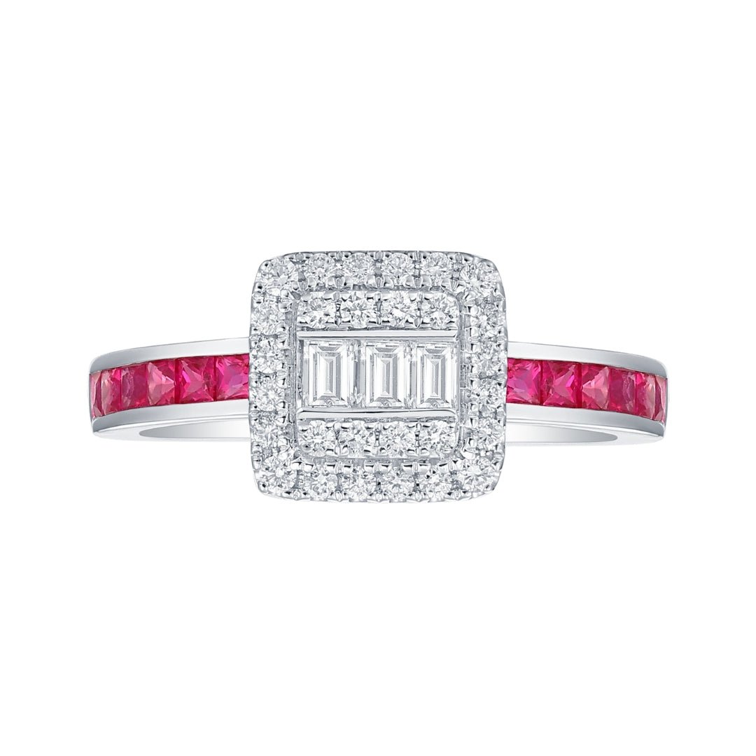 Ruby Ring (Ruby 0.59 cts. White Diamond 0.25 cts. White Diamond 0.14 cts. ) Not Net