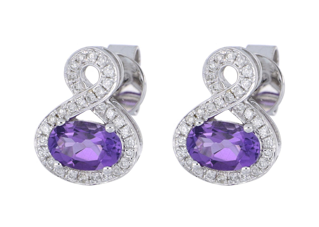 Amethyst Ladies Earrings (Amethyst 1.09 cts. White Diamond 0.29 cts.)