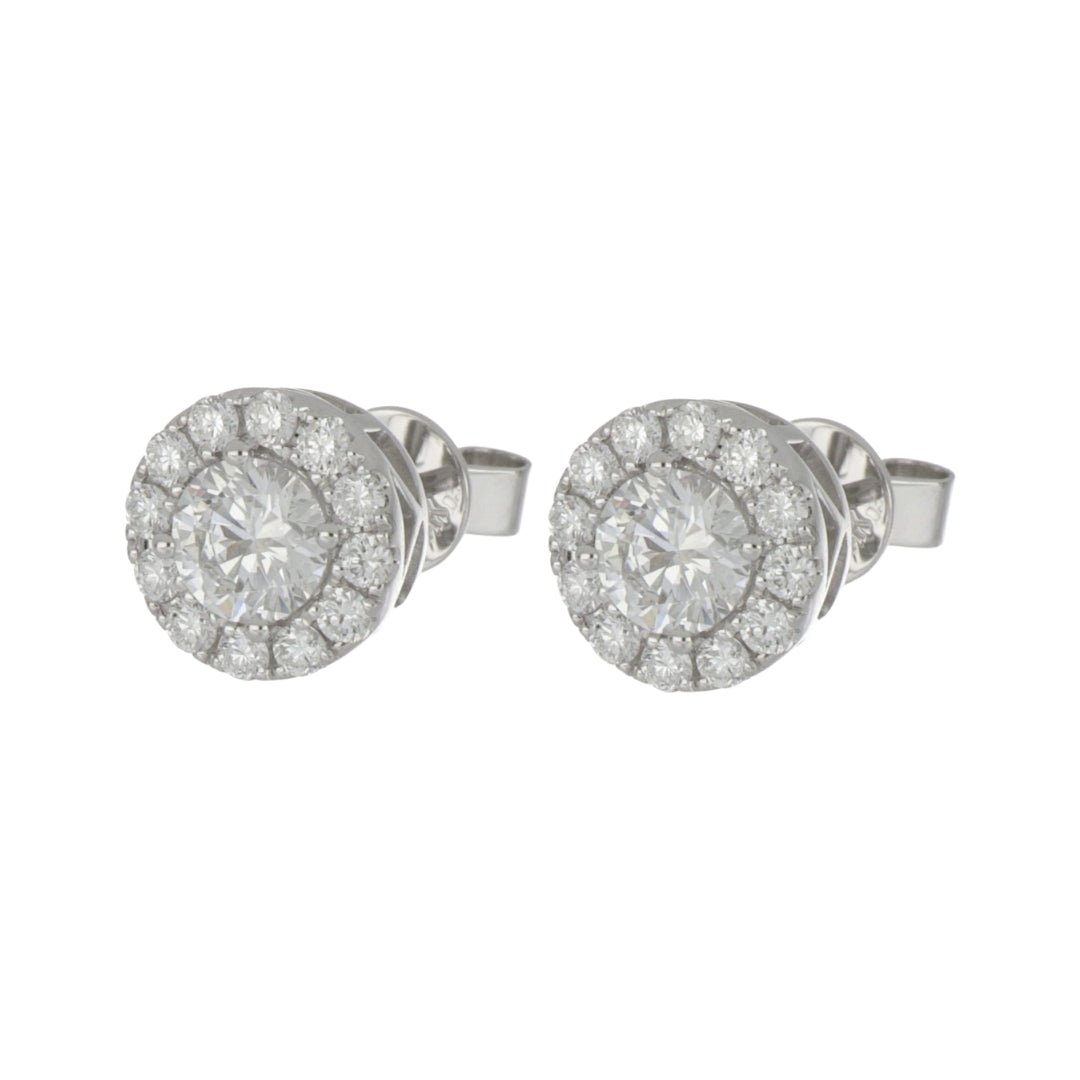 White Diamond Earrings (Lab Grown White Diamond 1.05 cts. E SI1 Lab Grown White Diamond 0.52 cts.) Not Net