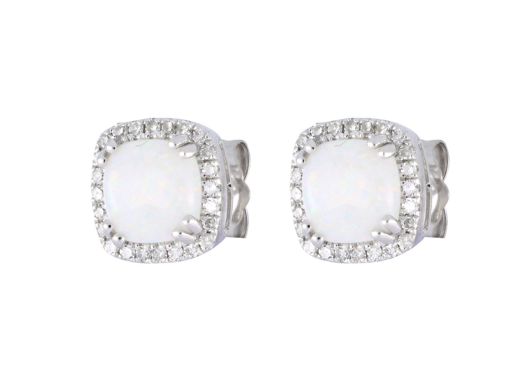 White Opal Ladies Earrings (White Opal 1.11 cts. White Diamond 0.19 cts.) Not Net