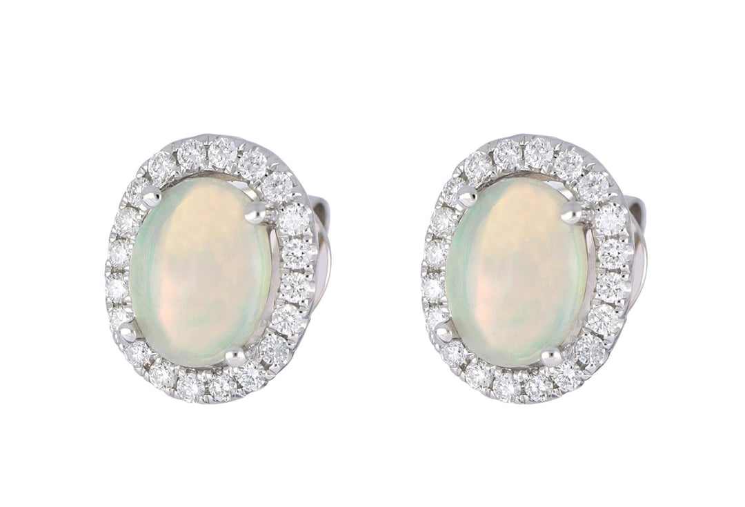 White Opal Ladies Earrings (White Opal 1.78 cts. White Diamond 0.34 cts.) Not Net