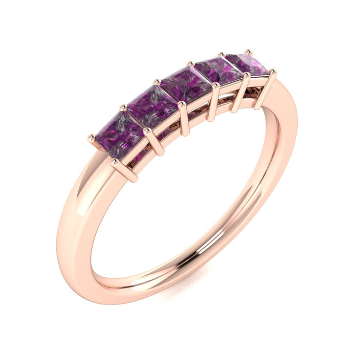 14KT Gold 5-Stone Princess Cut Natural Alexandrite Ladies Ring (Alexandrite .60 cts.)