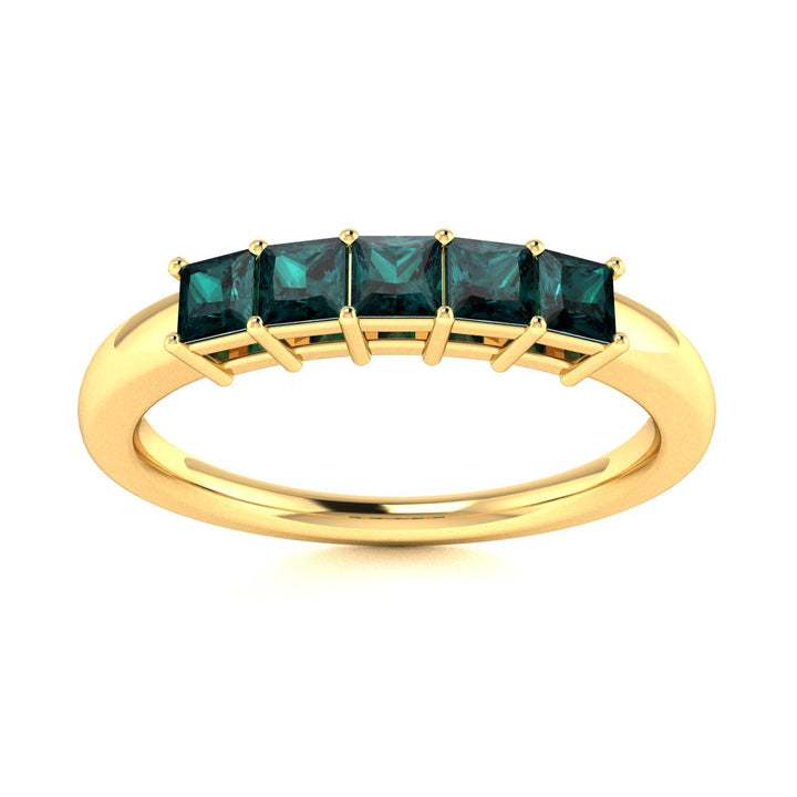 14KT Gold 5-Stone Princess Cut Natural Alexandrite Ladies Ring (Alexandrite .60 cts.)