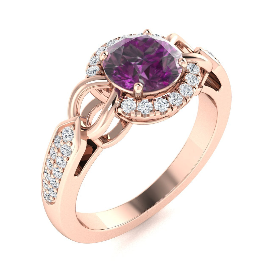 14KT Gold Alexandrite and Diamond Ladies Ring (Alexandrite 0.82 cts White Diamonds 0.12 cts)