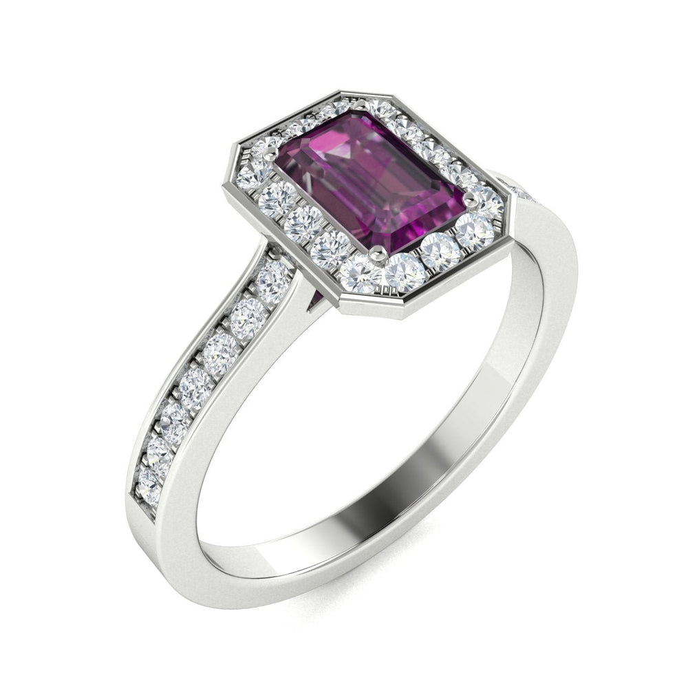 14kt Gold Emerald cut halo set Natural Alexandrite and Diamond Ladies Ring (Alexandrite 1.00 cts. Diamonds 0.50 cts.)