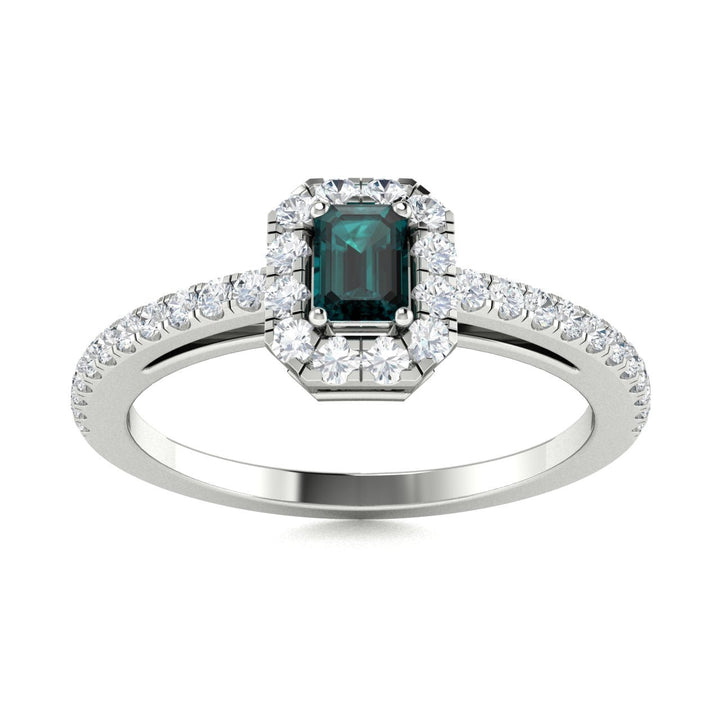 14KT Gold Emerald Cut Natural Alexandrite and Diamond Ladies Ring (Alexandrite 0.25 cts. White Diamonds 0.25 cts.)