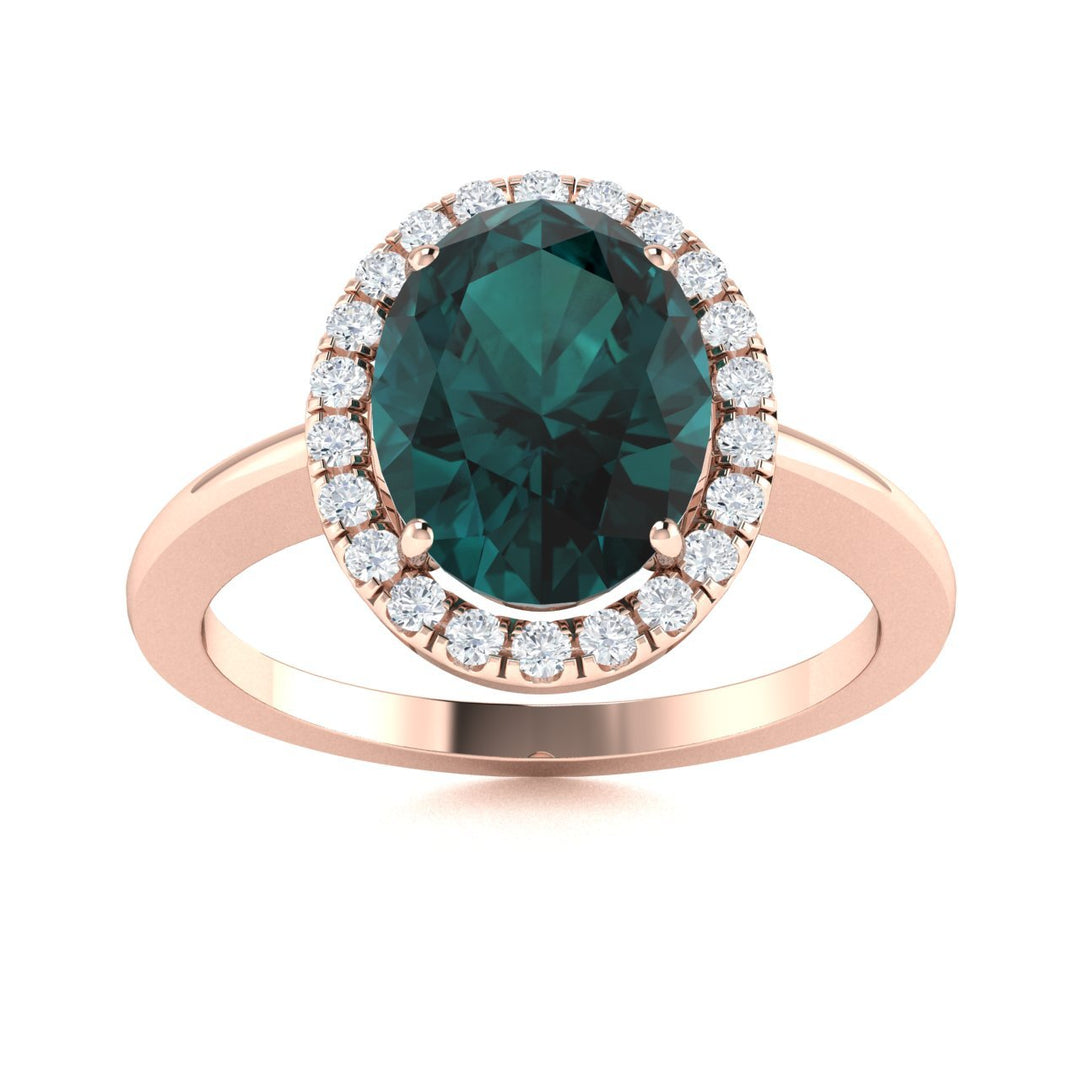 14KT Gold Oval Alexandrite and Diamond Ladies Ring (Alexandrite 0.92 cts. White Diamond 0.08 cts.)