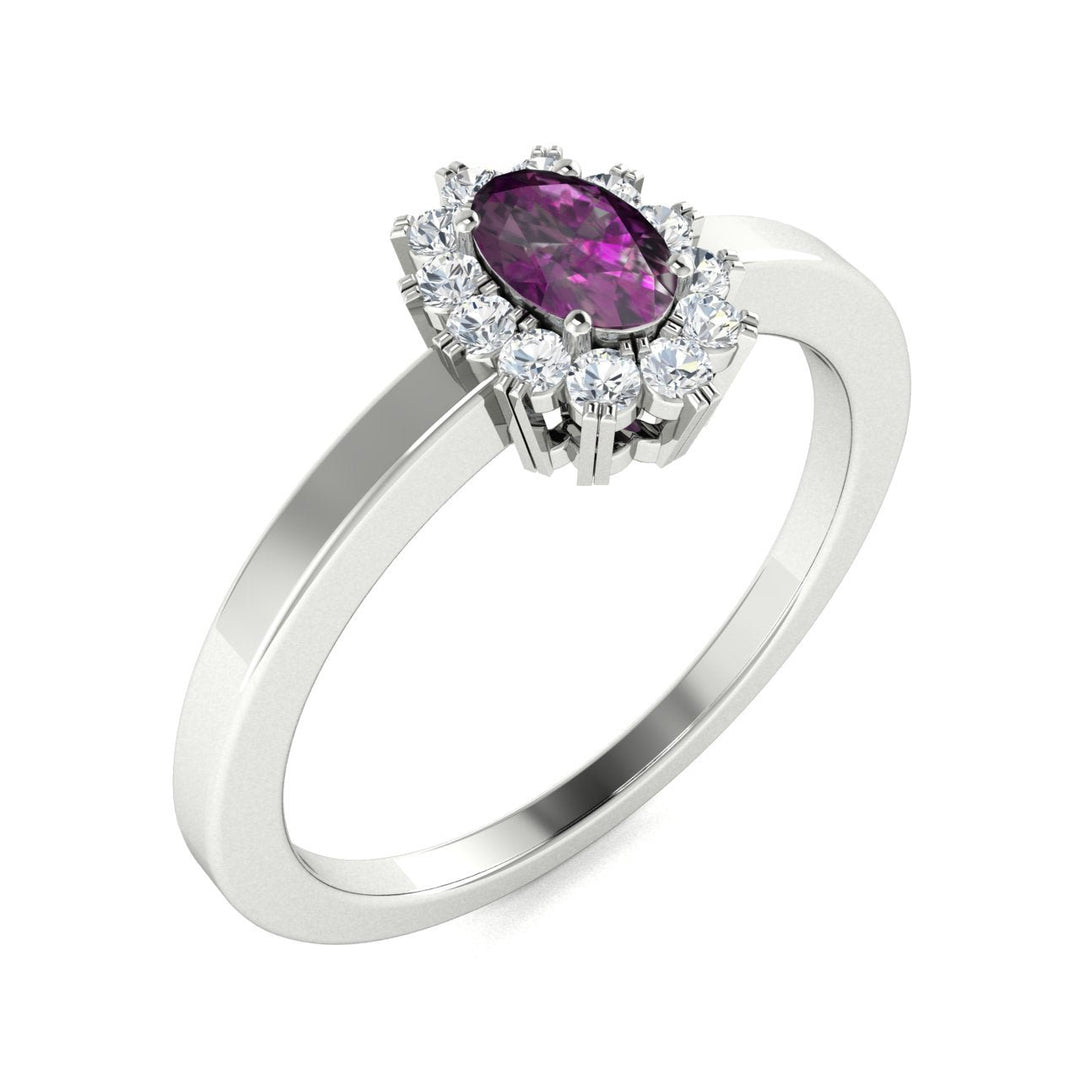 14KT Gold Oval Brilliant Natural Alexandrite and Diamond Ladies Ring (Alexandrite 0.25 cts. White Diamond 0.12 cts.)