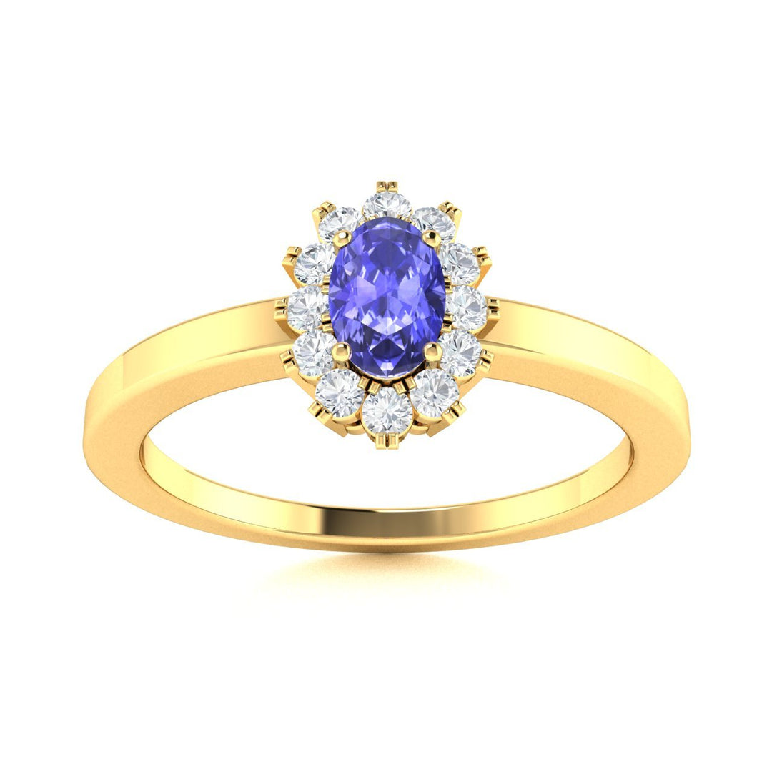 14KT Gold Oval Brilliant Tanzanite and Diamond Ladies Ring (Tanzanite 0.25 cts. White Diamond 0.12 cts.)