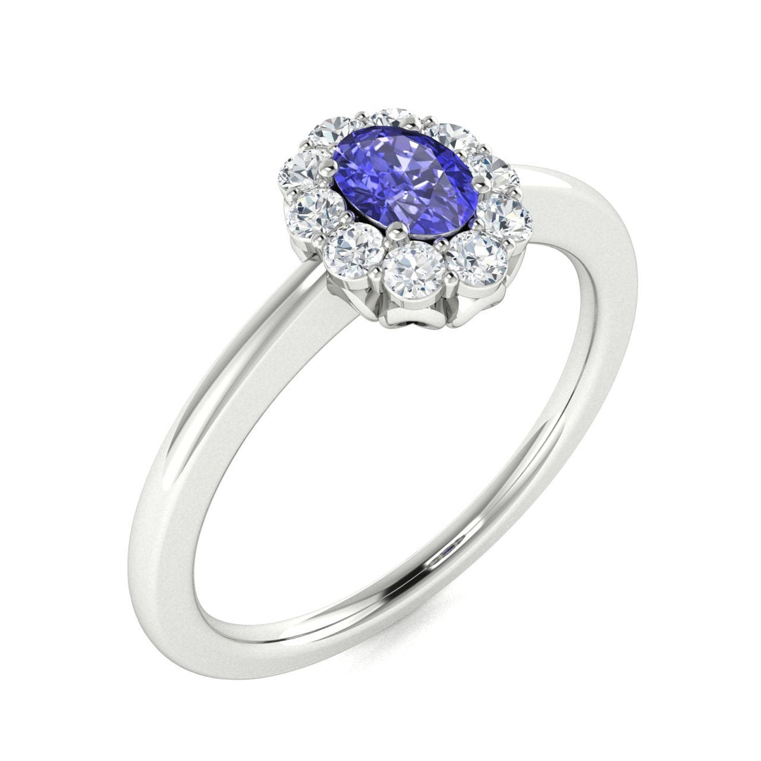 14Kt Gold Oval Brilliant Tanzanite and Diamond Ladies Ring (Tanzanite 0.35 cts. White Diamonds 0.20 cts.)