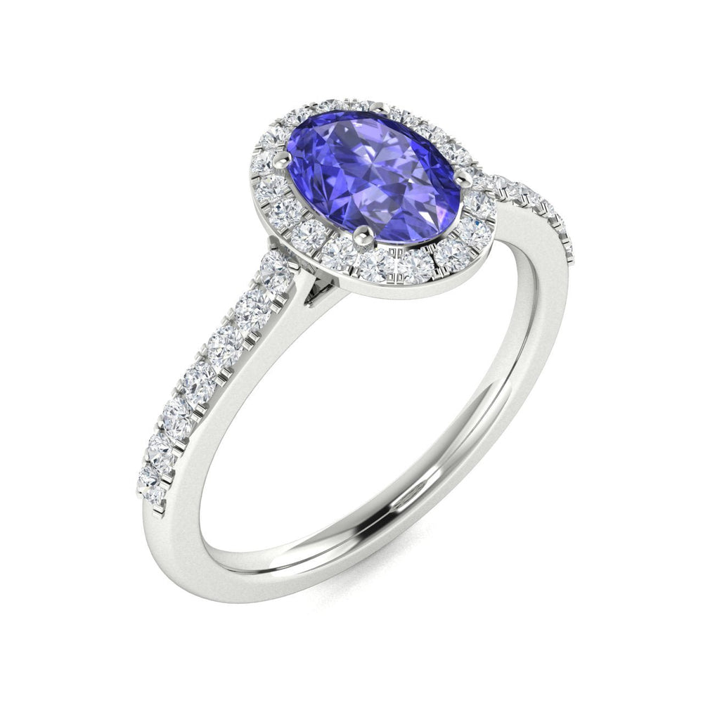 14kt Gold Oval brilliant Tanzanite and Diamond Ladies Ring (Tanzanite 0.60 cts. Diamonds 0.35 cts.)