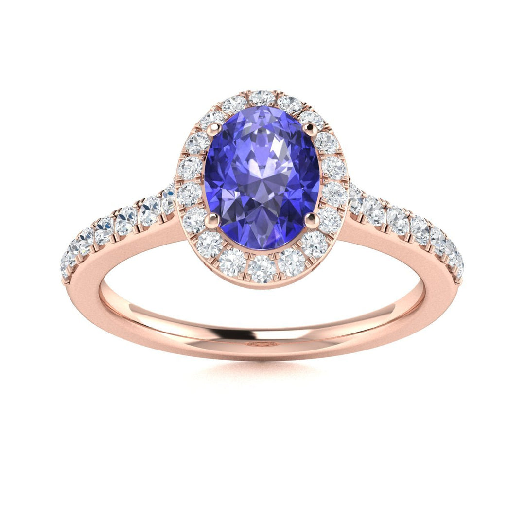 14kt Gold Oval brilliant Tanzanite and Diamond Ladies Ring (Tanzanite 0.60 cts. Diamonds 0.35 cts.)