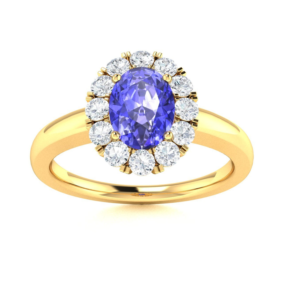 14KT Gold Oval Brilliant Tanzanite and Diamond Ladies Ring (Tanzanite 0.90 cts. White Diamond 0.30 ts.)