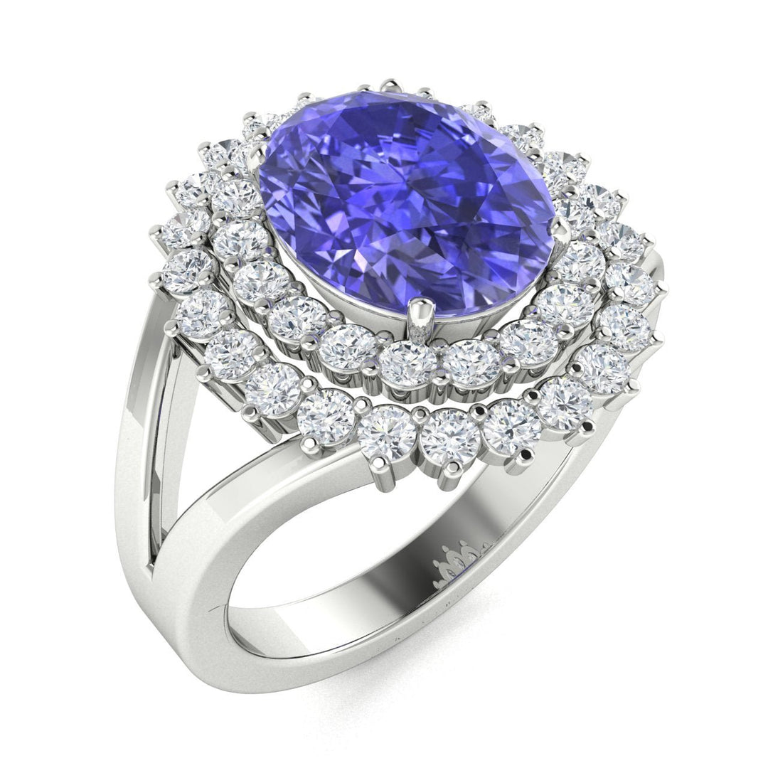 14KT Gold Oval Brilliant Tanzanite and Diamond Ladies Ring (Tanzanite 1.25 ct. White Diamonds 0.25 cts.)