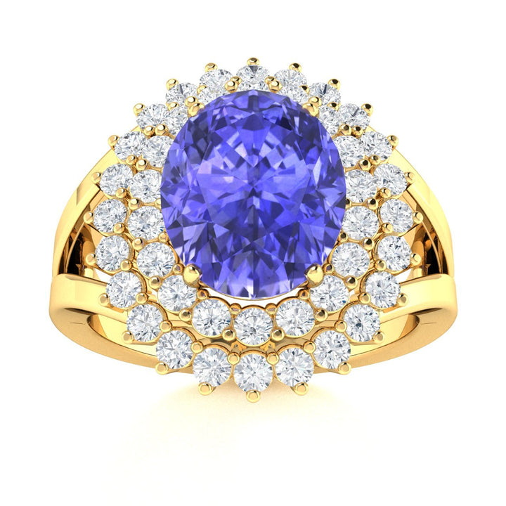 14KT Gold Oval Brilliant Tanzanite and Diamond Ladies Ring (Tanzanite 1.25 ct. White Diamonds 0.25 cts.)