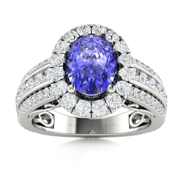 14KT Gold Oval Brilliant Tanzanite and Diamond Ladies Ring (Tanzanite 1.25 cts. White Diamonds 1.20 cts.)