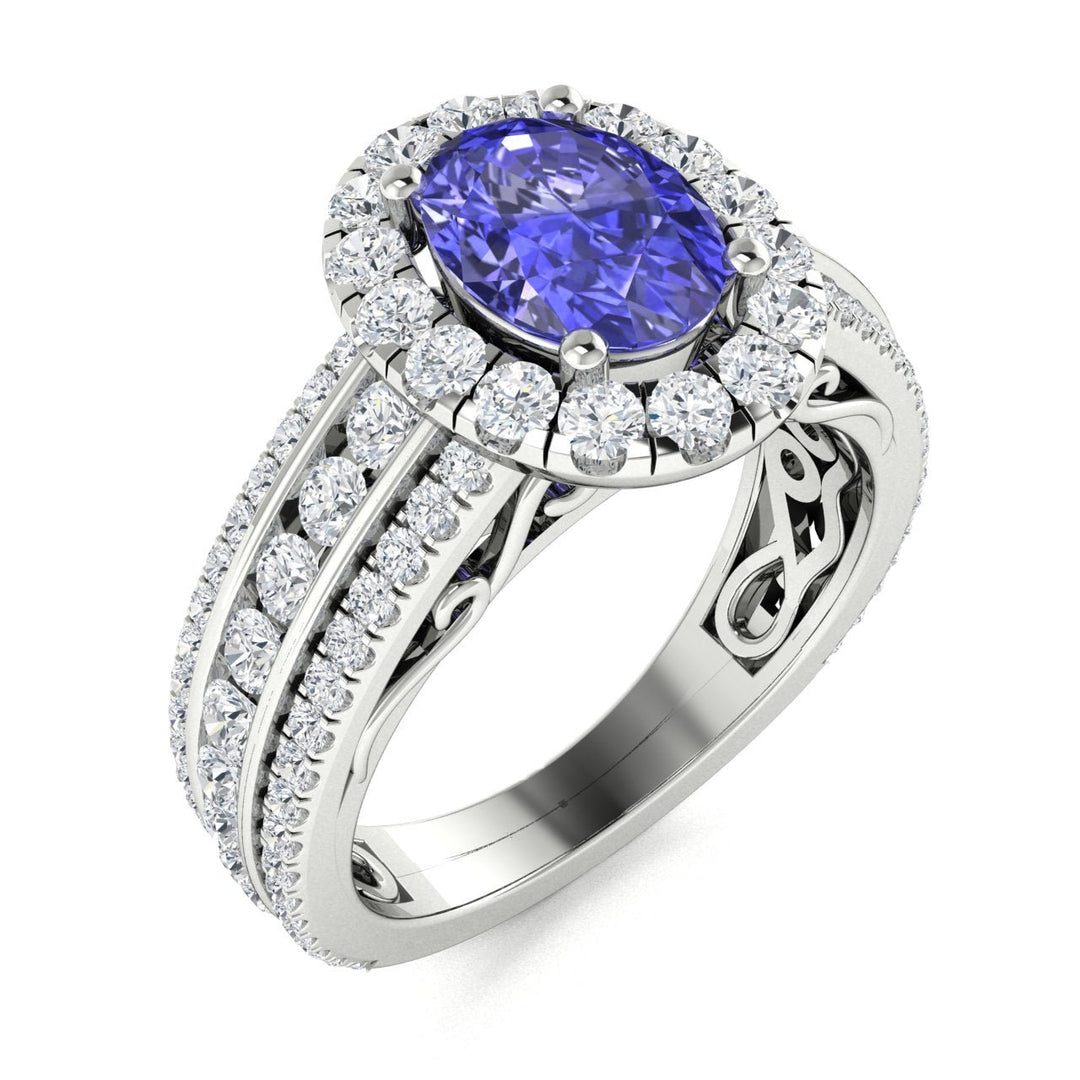 14KT Gold Oval Brilliant Tanzanite and Diamond Ladies Ring (Tanzanite 1.25 cts. White Diamonds 1.20 cts.)