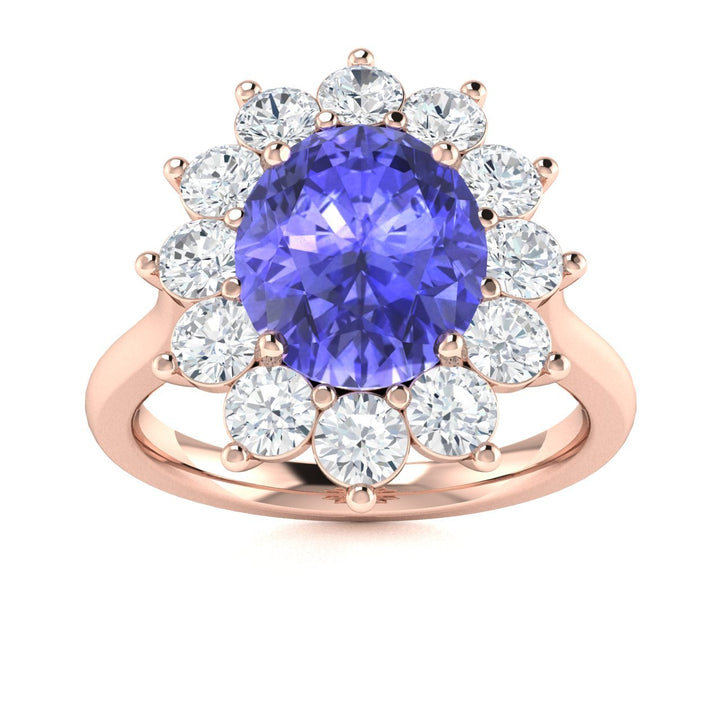 14KT Gold Oval Brilliant Tanzanite and Diamond Ladies Ring (Tanzanite 1.60 cts. White Diamond 0.90 cts.)