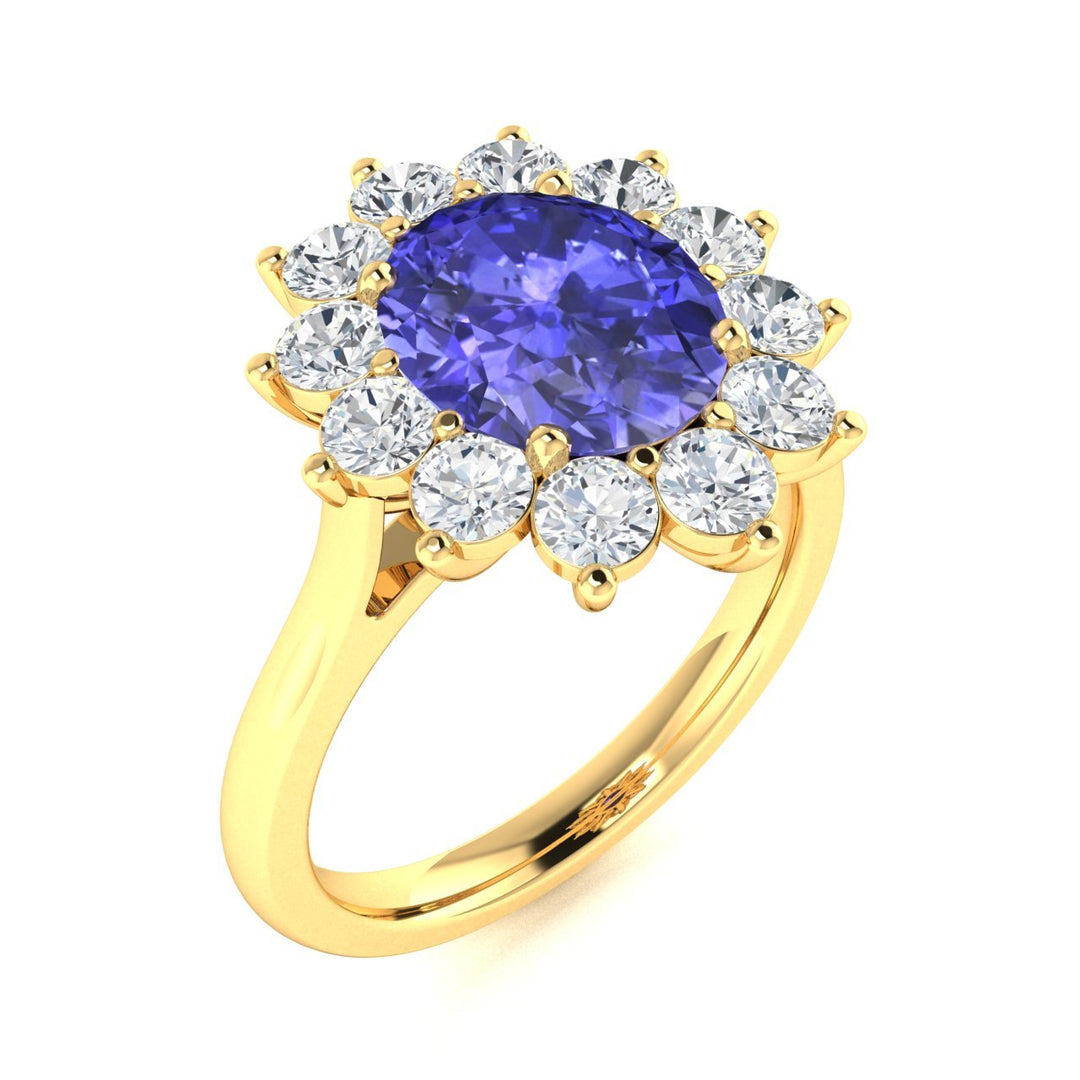 14KT Gold Oval Brilliant Tanzanite and Diamond Ladies Ring (Tanzanite 1.60 cts. White Diamond 0.90 cts.)