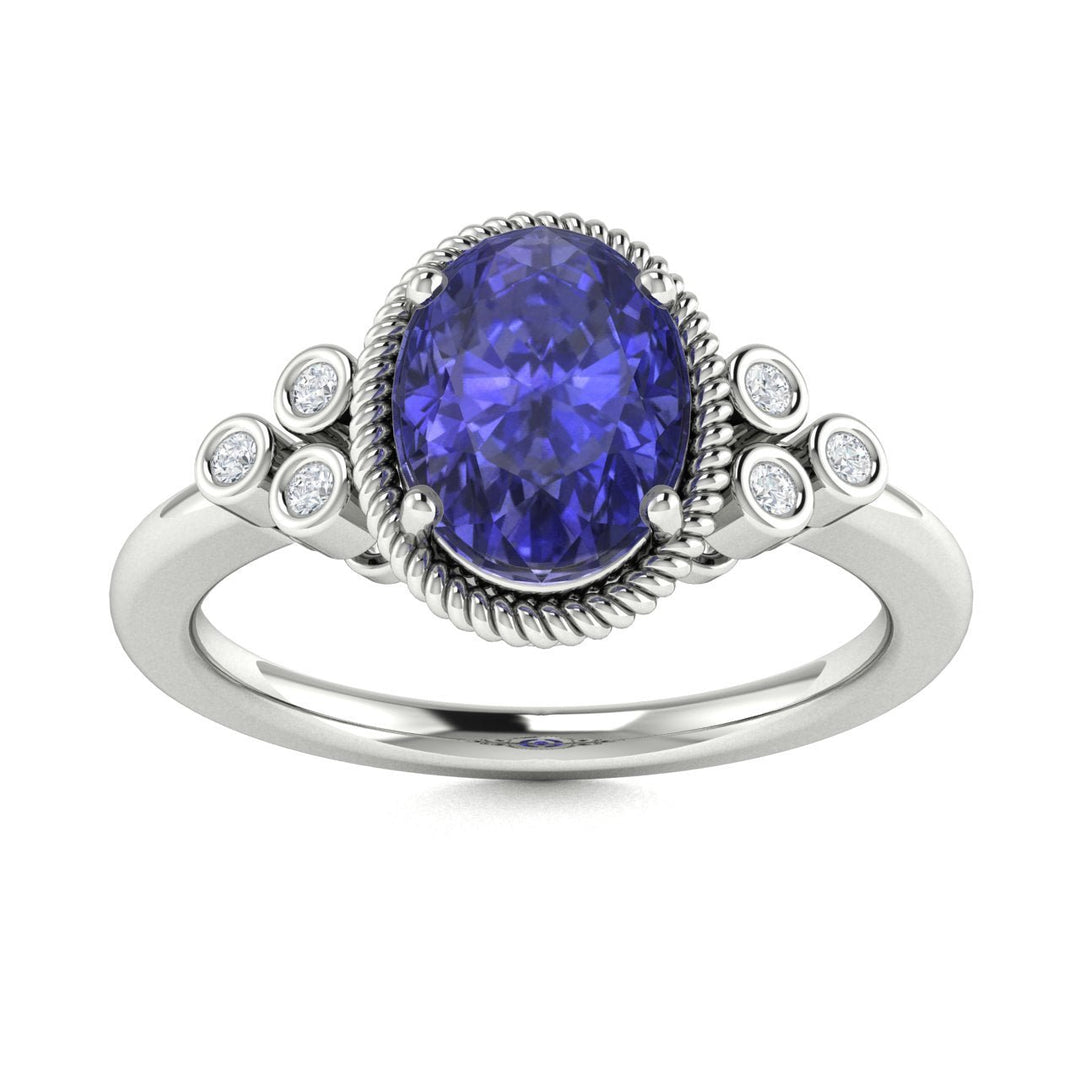 14KT Gold Oval Tanzanite and Diamond Ladies Ring (Tanzanite 1.40 cts. White Diamond 0.07 cts.)