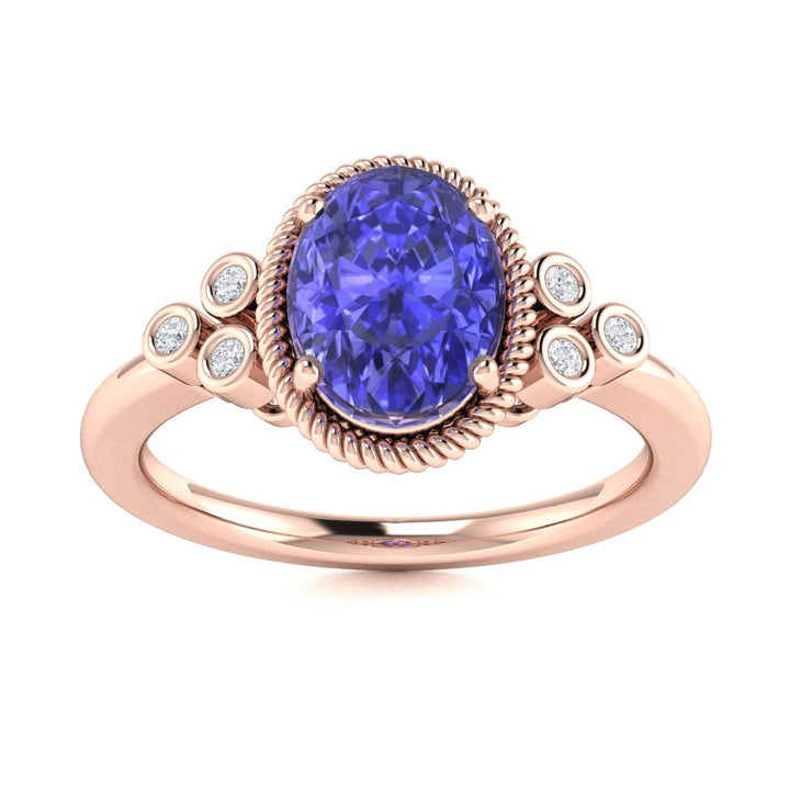 14KT Gold Oval Tanzanite and Diamond Ladies Ring (Tanzanite 1.40 cts. White Diamond 0.07 cts.)