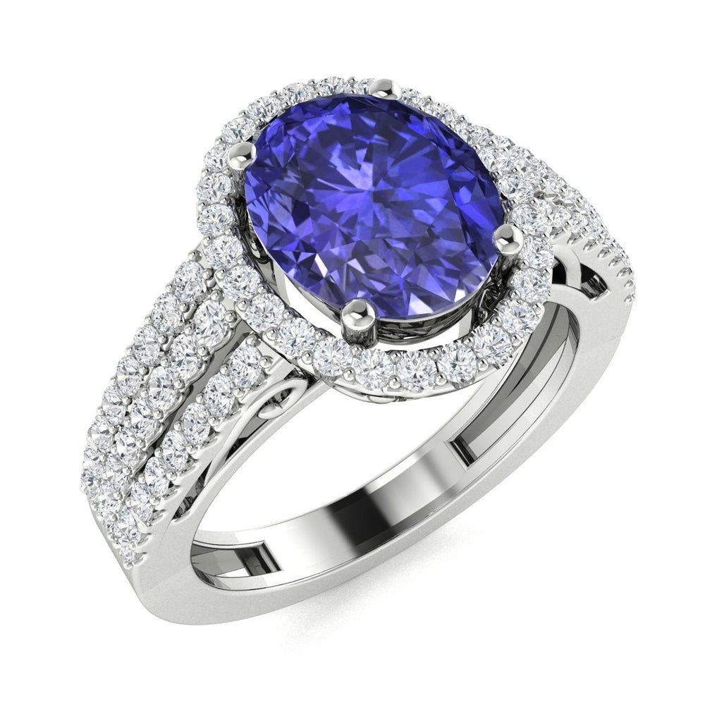 14kt Gold Oval Tanzanite and Diamond Ladies Ring (Tanzanite 2.00ct Diamonds 1.00 cts)