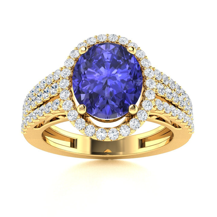 14kt Gold Oval Tanzanite and Diamond Ladies Ring (Tanzanite 2.00ct Diamonds 1.00 cts)