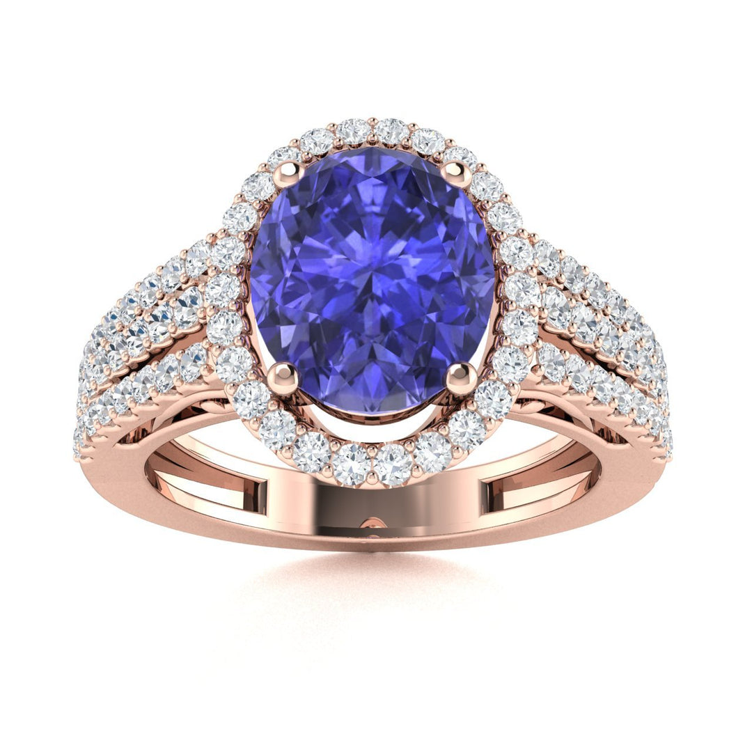 14kt Gold Oval Tanzanite and Diamond Ladies Ring (Tanzanite 2.00ct Diamonds 1.00 cts)