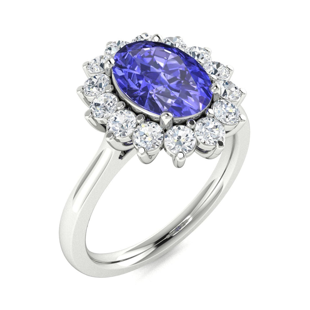 14KT Gold Oval Tanzanite and Diamond Ladies Ring (Tanzanite 2.25 cts. White Diamonds 0.50 cts.)