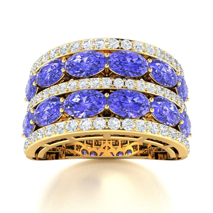 14KT Gold Oval Tanzanite and Diamond Ladies Ring (Tanzanite 3.50 cts. White Diamond0.75 cts.)