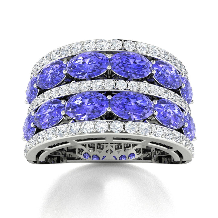 14KT Gold Oval Tanzanite and Diamond Ladies Ring (Tanzanite 3.50 cts. White Diamond0.75 cts.)