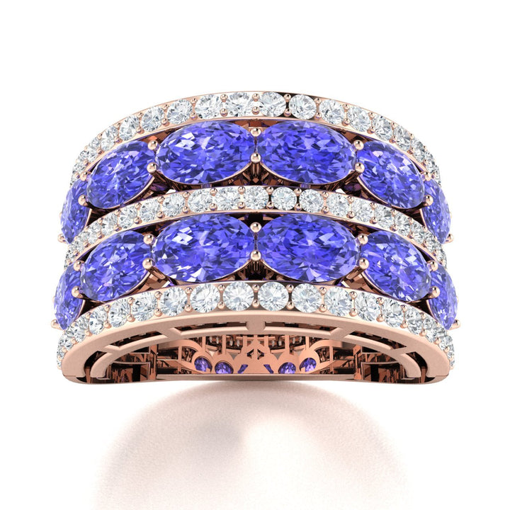 14KT Gold Oval Tanzanite and Diamond Ladies Ring (Tanzanite 3.50 cts. White Diamond0.75 cts.)