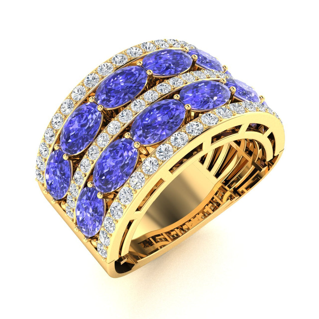 14KT Gold Oval Tanzanite and Diamond Ladies Ring (Tanzanite 3.50 cts. White Diamond0.75 cts.)