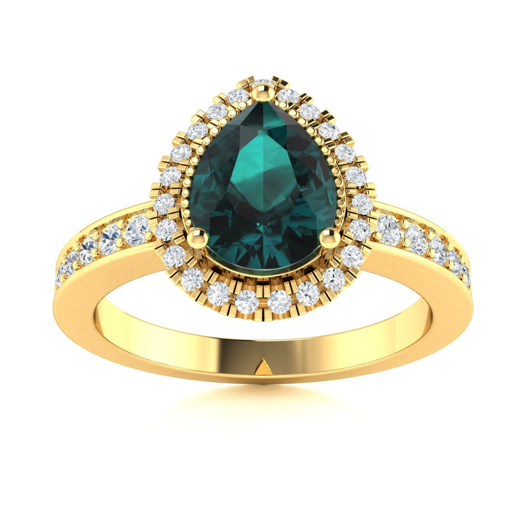 14Kt Gold Pear Cut Natural Alexandrite and Diamond Ladies Ring (Alexandrite 1.50 cts. White Diamonds 0.30 cts.)