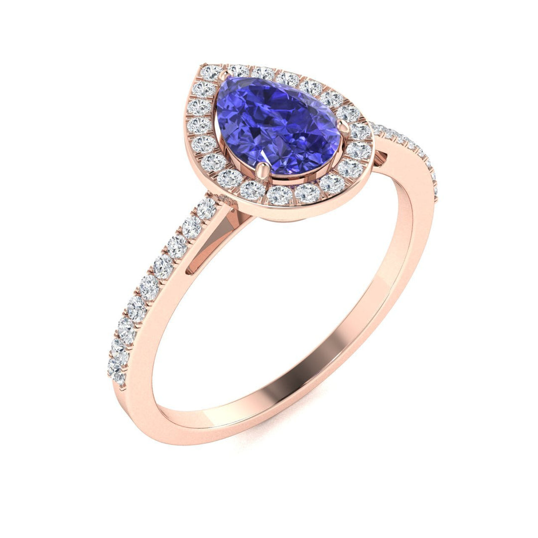 14kt Gold Pear-shaped Tanzanite and Diamond Ladies Ring (Tanzanite 1.40ct Diamonds 0.25 cts)