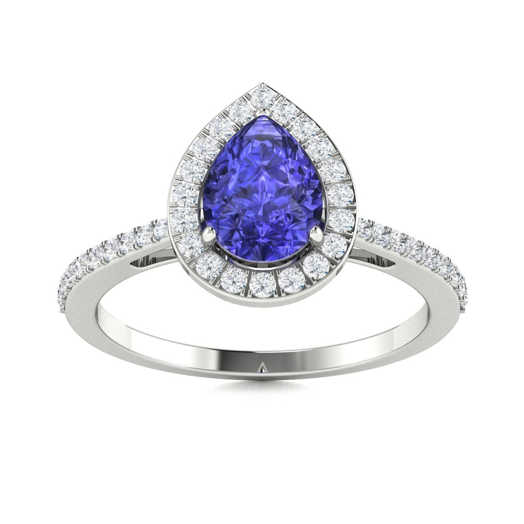 14kt Gold Pear-shaped Tanzanite and Diamond Ladies Ring (Tanzanite 1.40ct Diamonds 0.25 cts)