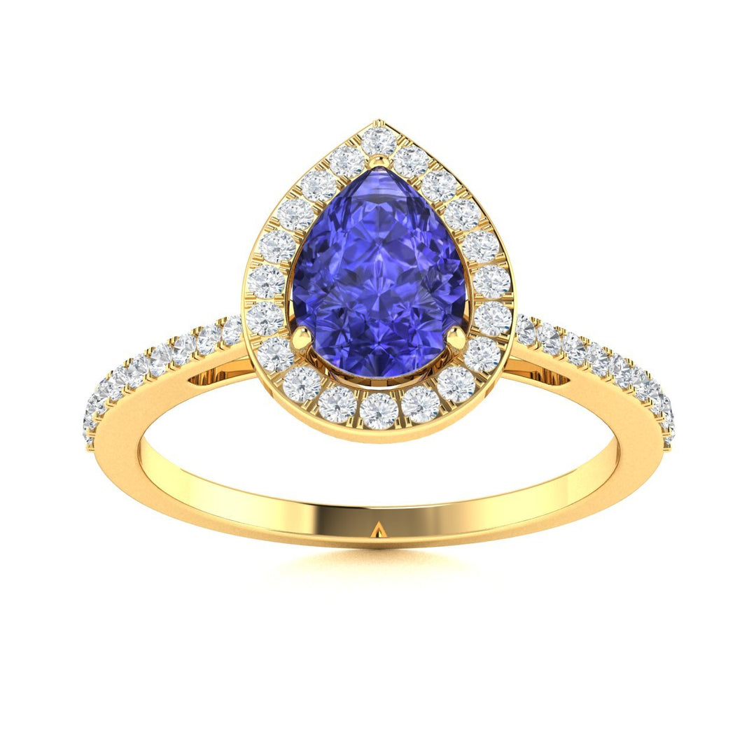 14kt Gold Pear-shaped Tanzanite and Diamond Ladies Ring (Tanzanite 1.40ct Diamonds 0.25 cts)