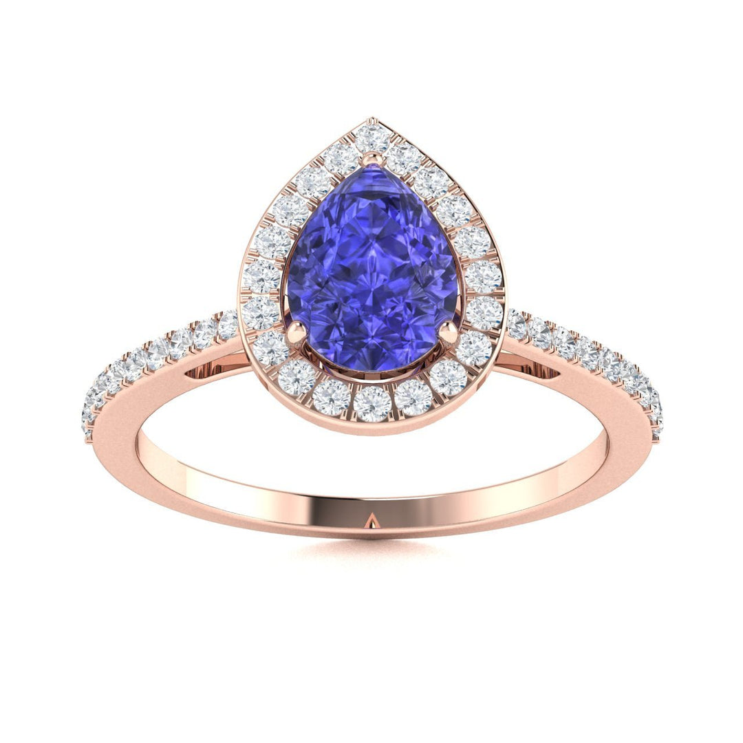 14kt Gold Pear-shaped Tanzanite and Diamond Ladies Ring (Tanzanite 1.40ct Diamonds 0.25 cts)