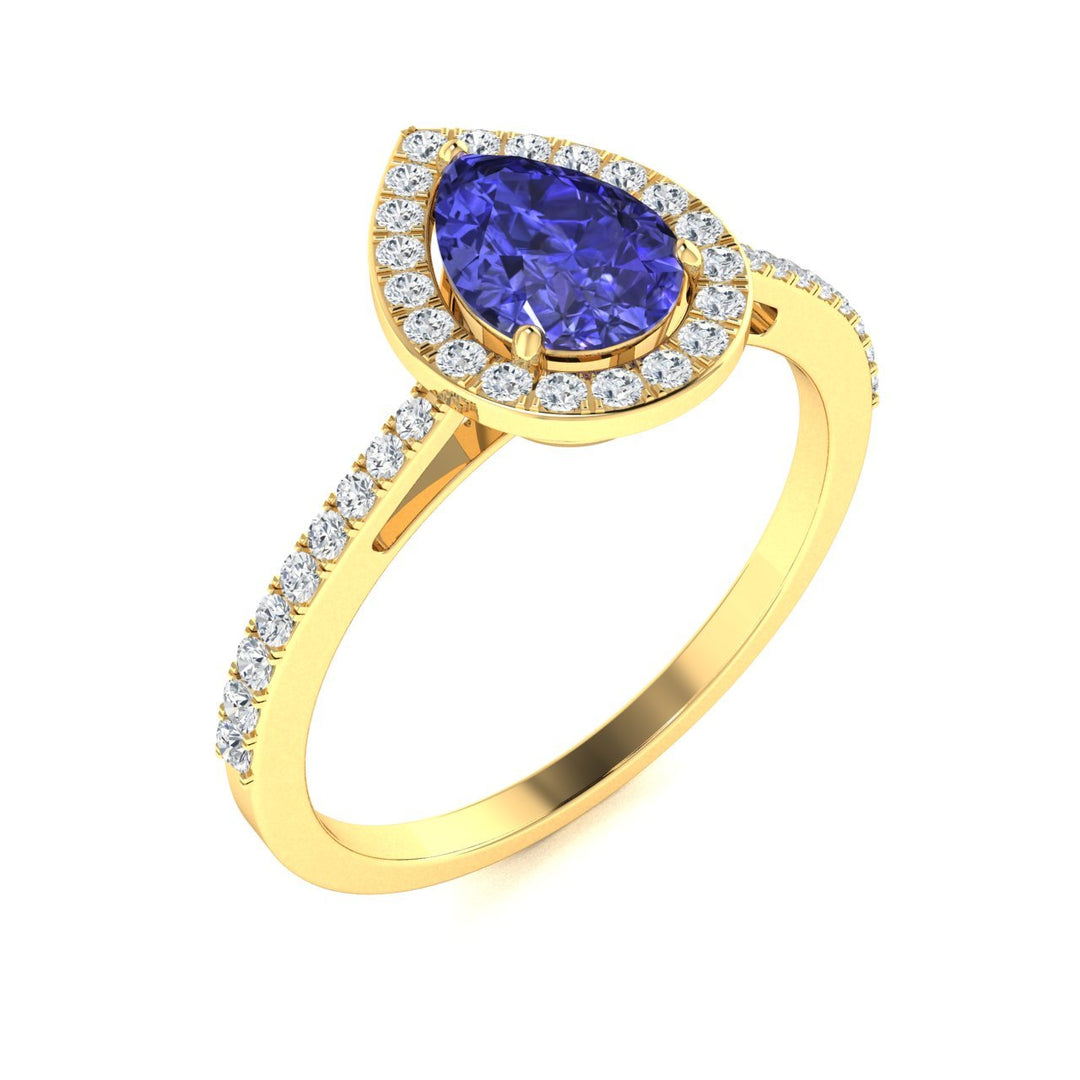 14kt Gold Pear-shaped Tanzanite and Diamond Ladies Ring (Tanzanite 1.40ct Diamonds 0.25 cts)