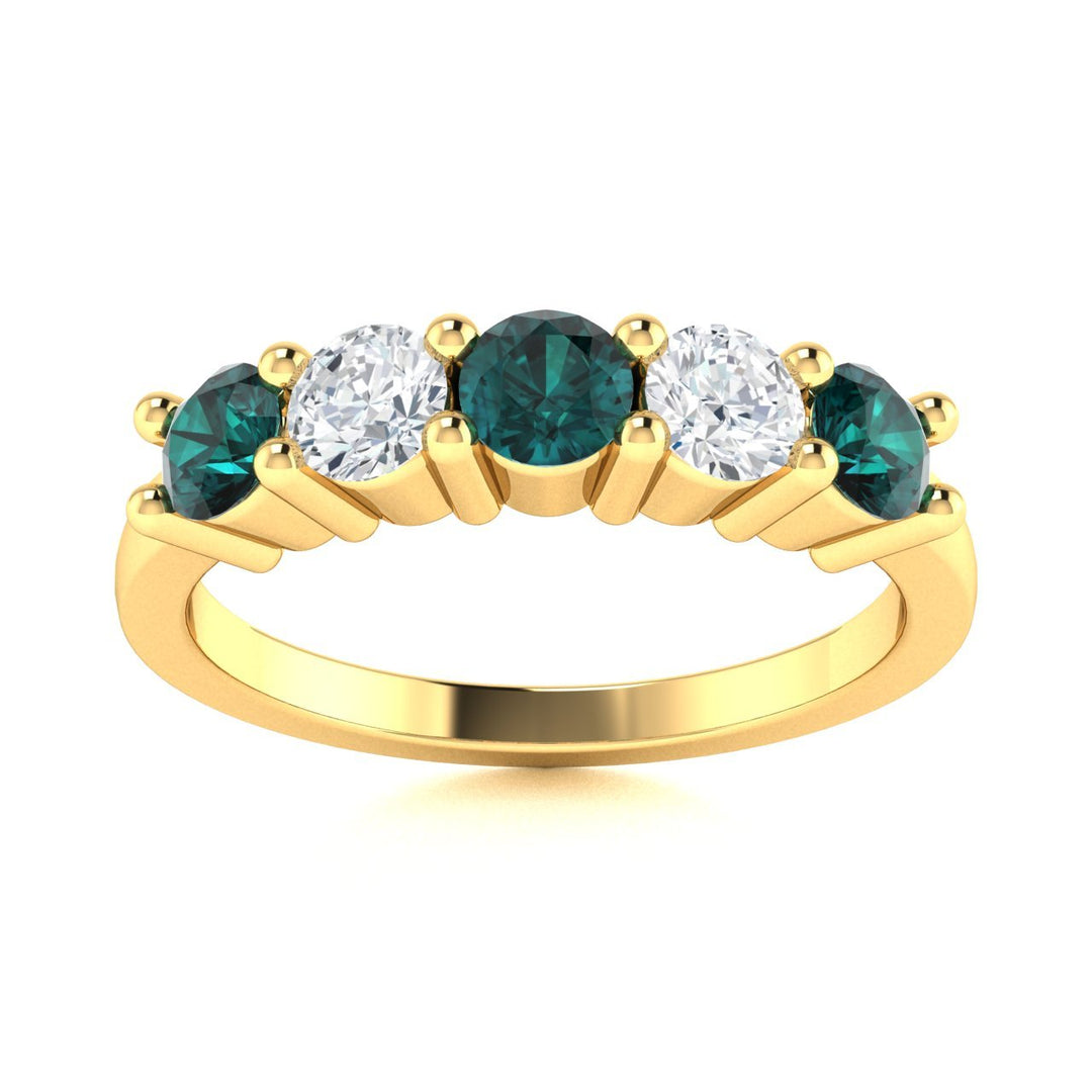 14KT Gold Round Alexandrite and Diamond Ladies Ring (Alexandrite 0.38 cts. White Diamond 0.23 cts.)