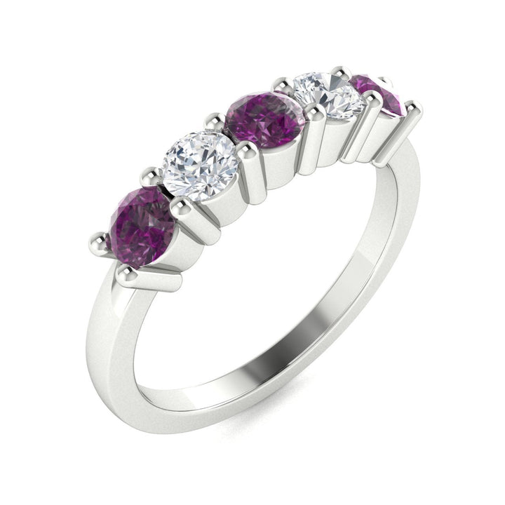 14KT Gold Round Alexandrite and Diamond Ladies Ring (Alexandrite 0.38 cts. White Diamond 0.23 cts.)