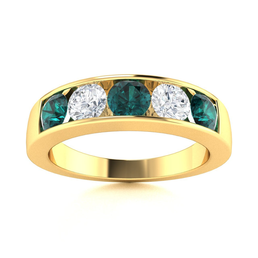 14KT Gold Round Alexandrite and Diamond Ladies Ring (Alexandrite 0.49 cts. White Diamond 0.28 cts.)