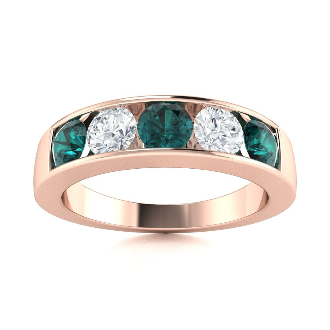 14KT Gold Round Alexandrite and Diamond Ladies Ring (Alexandrite 0.49 cts. White Diamond 0.28 cts.)