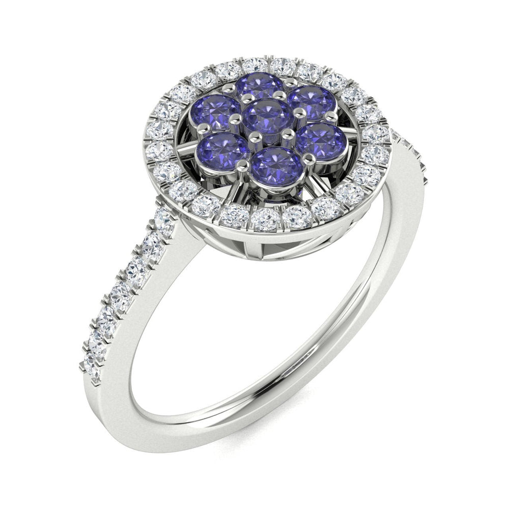 14Kt Gold Round Brilliant Cut Tanzanite and Diamond Ladies Ring (Tanzanite 0.40 cts. White Diamonds 0.30 cts.)